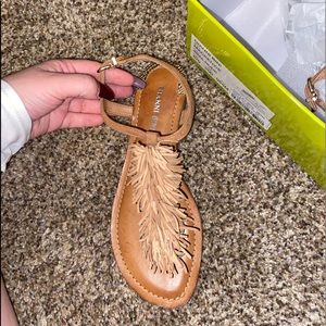 Gianni Bini Mackenzie Fringe T-Strap Sandals